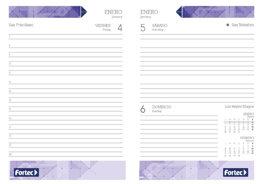 Agenda Diaria 2025 14.5X20.5 CM Negro Fortec