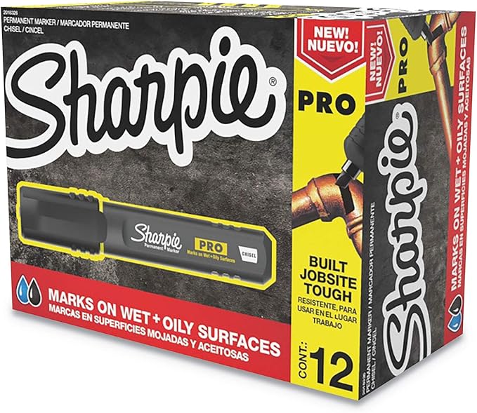 Marcador Permanente Sharpie Pro Negro Punta Cincel con 12