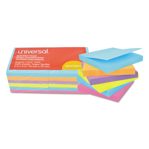 Nota Adhesiva 3 x 3 Brillosos 12 Blocks con 100 Hojas Universal