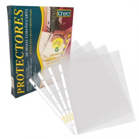 Protector de Hojas para Carpeta Tamaño Carta con 100 Kinera