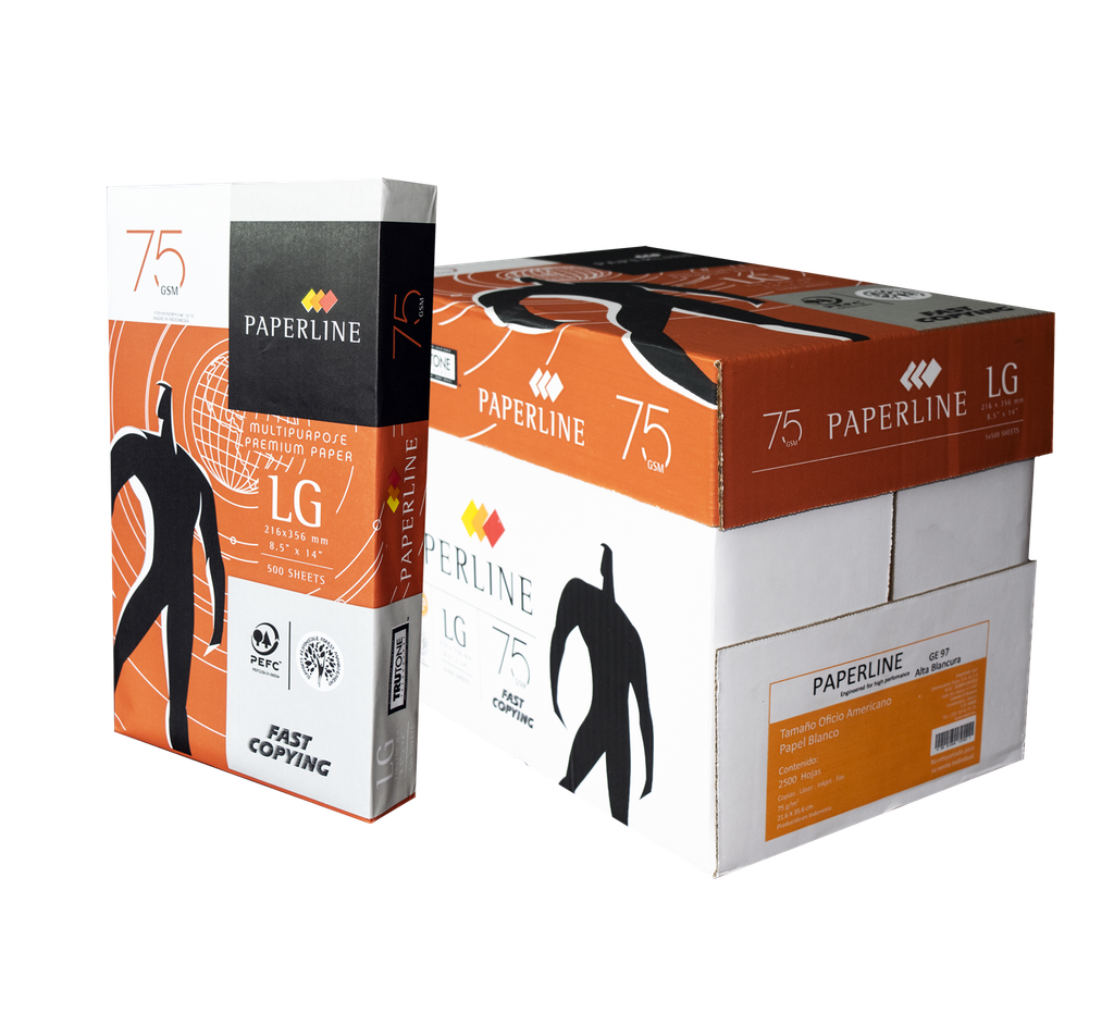 Papel Bond Tamaño Legal Blanco Paperline 8.5'' x 14" 97% Blancura 20 lb con 500 Hojas 