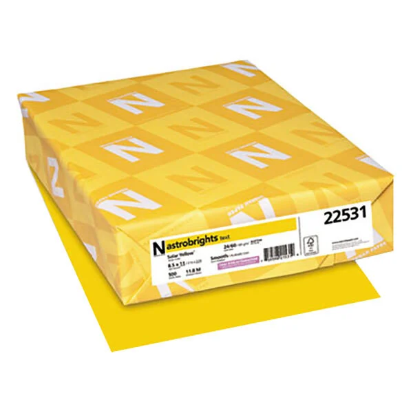 Papel Bond T/Carta Amarillo Solar Astrobright 8.5x11"  89g/m² 24lb C/500 Hojas 