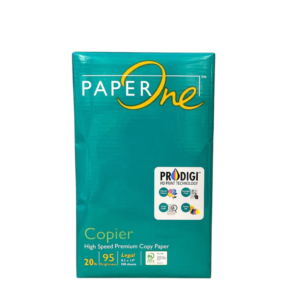 Papel Bond Tamaño Legal Blanco Paper One Verde 8.5'' x 14" 95% Blancura 20 lb con 500 Hojas 