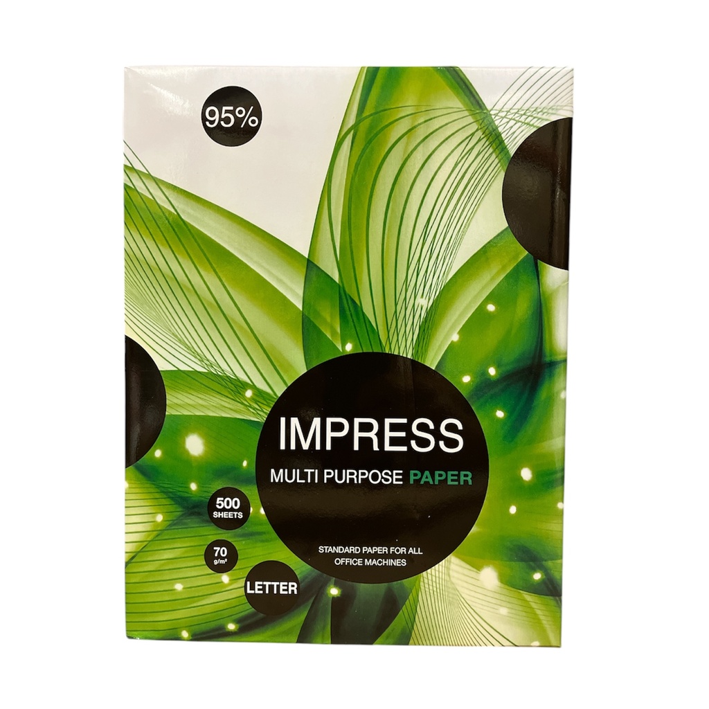 Papel Bond Tamaño Carta Blanco 8.5'' x 11" 95% Blancura 70 g/m² con 500 Hojas Impress 