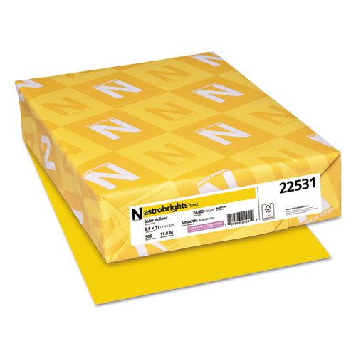 Papel Bond Tamaño Carta Amarillo Fluorecente Astrobright 8.5'' x 11"  89 g/m² 24 lb con 500 Hojas 