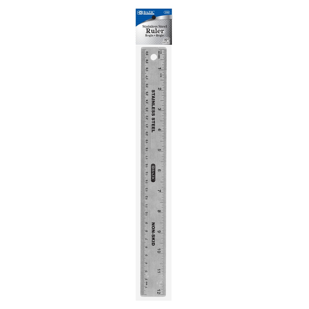 Regla de Metal 30 cm (12") con Corcho Bazic