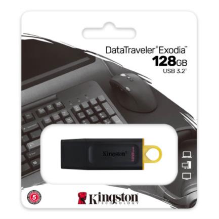Memoria USB 3.2 de 128 GB Kingston Data Traveler Exodia Negro-Amarillo