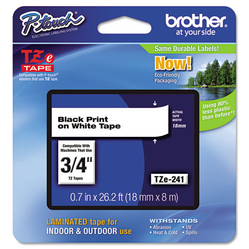 Cinta Etiquetadora Brother 3/4" Negro/Blanco P-Touch TZE241