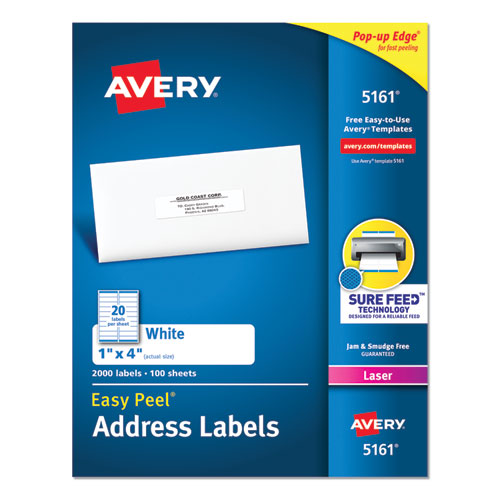 Etiqueta 1'' x 4'' Blanca Avery con 2000 