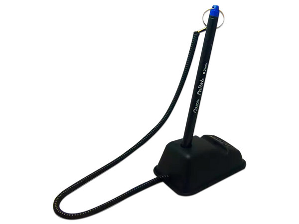 Pluma Azor Punta Fina 0.7 mm con Cadena y Base Azul con 3 Repuestos