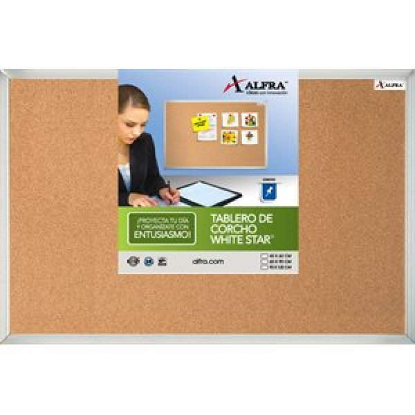 Pizarron Corcho 90cm x 60 cm (36x24") Marco Aluminio White Star