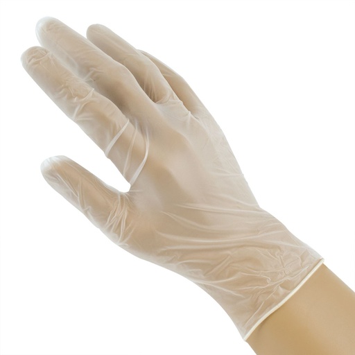 Guante Vinyl Transparente "L" sin Polvo con 100 Sunny Care