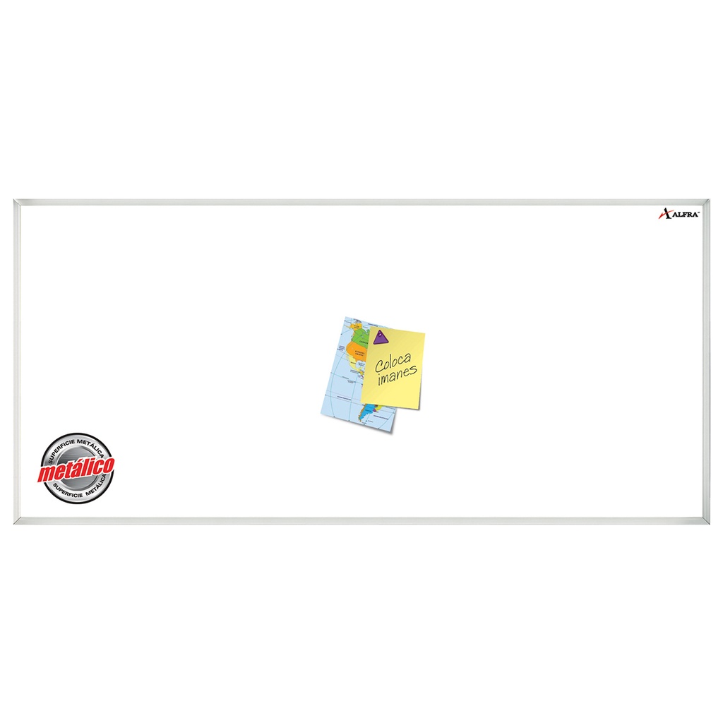 Pizarron Blanco Metalico 240 cm x 120 cm (96" x 48") Marco Aluminio Alfra
