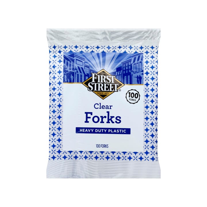 Tenedor de Plastico Blanco First Street C/100