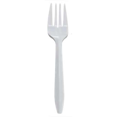 Tenedor de Plastico Blanco con 100 