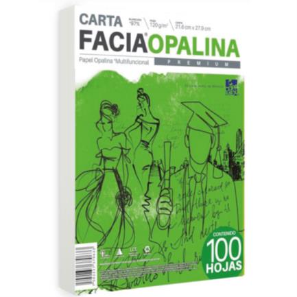 Papel Opalina Blanca Tamaño Carta 120 g Facia con 100
