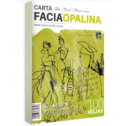 Cartulina Opalina Marfil Tamaño Carta 225 g Facial con 100
