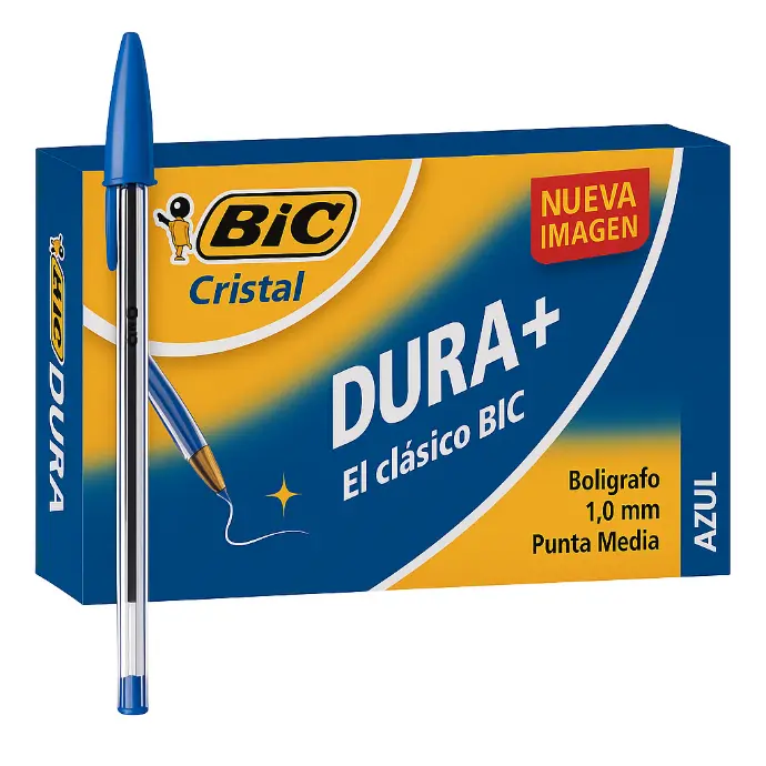 Pluma Bic Cristal Clasica Punta Mediana 1.0 mm Azul