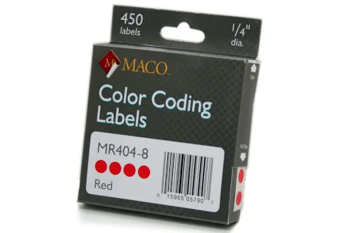 Etiqueta Redonda 1/4" Roja Maco MMR404-8 con 450