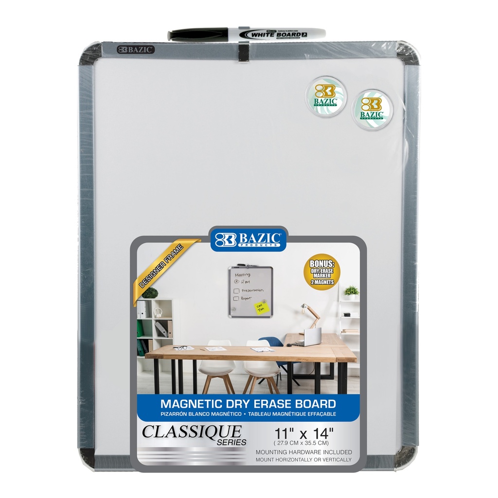 Pizarron Blanco Magnetico 21.3 cm x 35.56 cm (11" x 14") Bazic