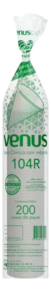 Cono 4-1/4"oz bolsa con 200 Pzas Marca Venus 104R