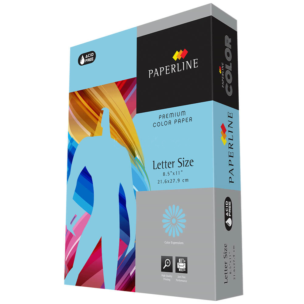 Papel Bond Tamaño Carta Azul Pastel Paperline 8.5'' x 11" 20 lb con 500 Hojas 