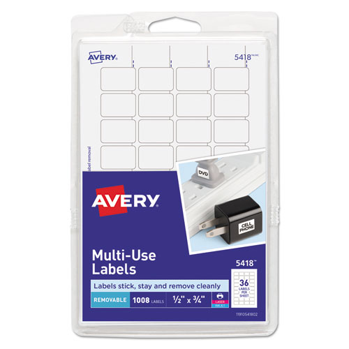 Etiqueta 1/2" x 3/4" Blanca Removible Avery con 1008 