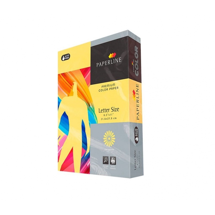 Papel Bond Tamaño Carta Amarillo Pastel Paperline 8.5'' x 11" 20 lb con 500 Hojas 