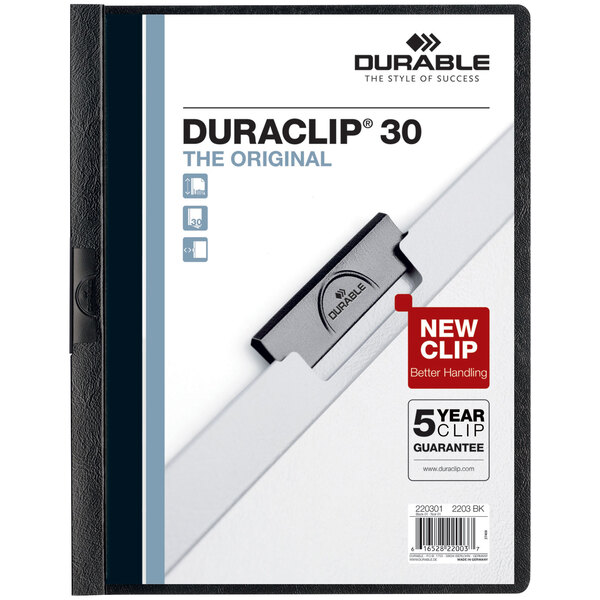 Folder DuraClip 30 Hojas Tamaño Carta Negro/Transparente con 25     