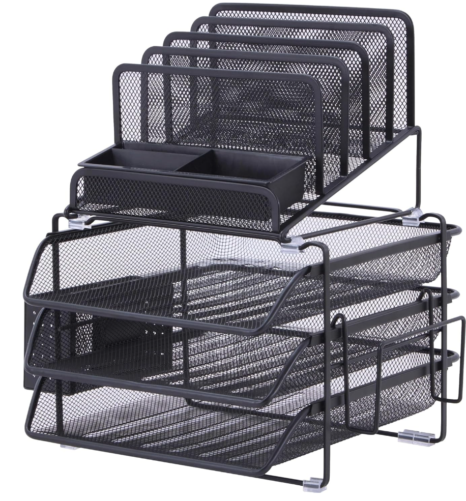 Organizador de Escritorio Apilable Malla Negro Lorell