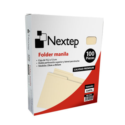 Folder Tamaño Carta Manila Nextep 1/2 Ceja con 100