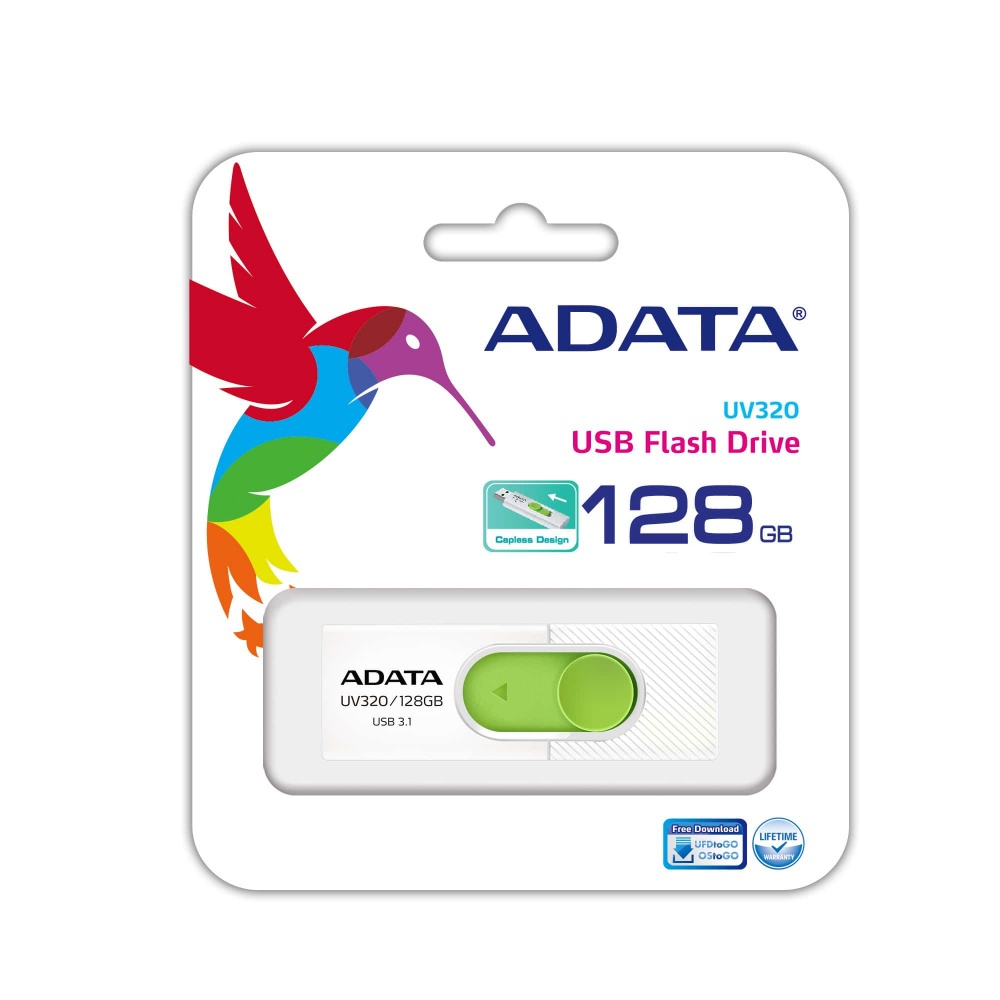 Memoria USB 3.1 de 128 GB UV320 Adata Color Blanco-Verde