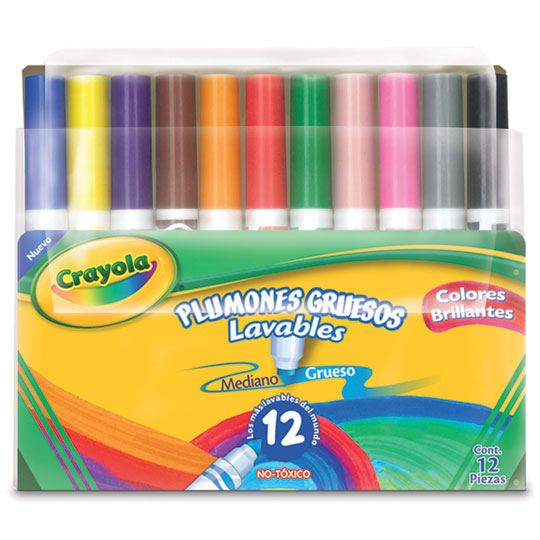 Marcador Plumon Escolar Crayola Grueso Lavable con 12