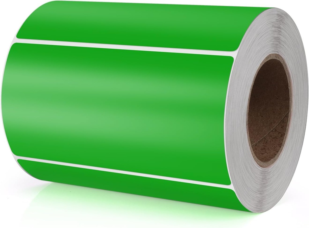 Etiqueta en Rollo Rectangular de Vinilo 4'' x 2'' Verde con 500