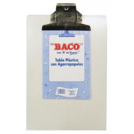 Tabla con Clip de Plastico Tamaño Carta Transparente Baco