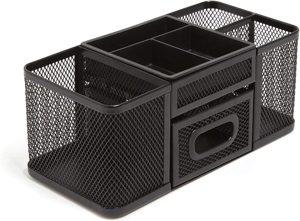 Organizador para Escritorio 7 Divisiones con Cajon Malla Negro 1INTHEOFFICE