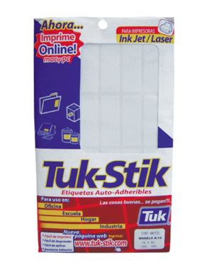 Etiquetas Autoadheribles para Imprimir A14 Tuk-Stik Blanco 480 piezas