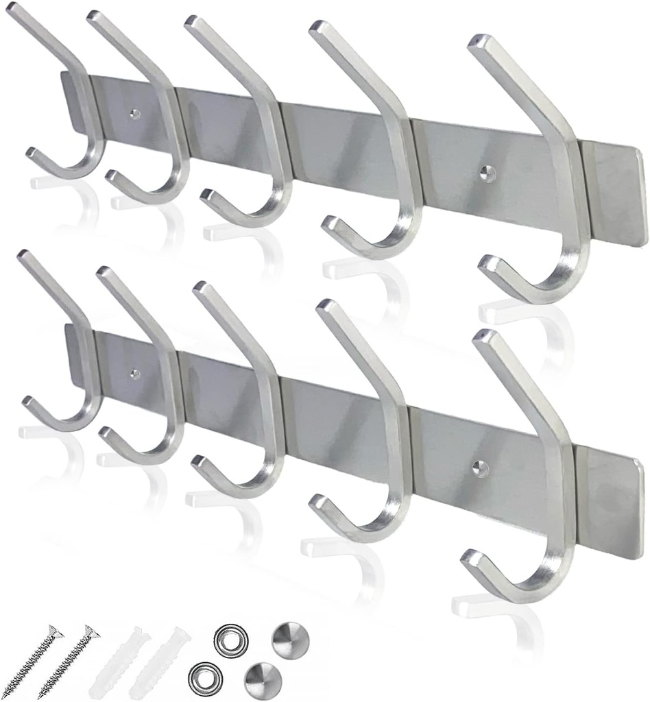 GlazieVault Perchero de pared – Acero inoxidable (paquete de 2)