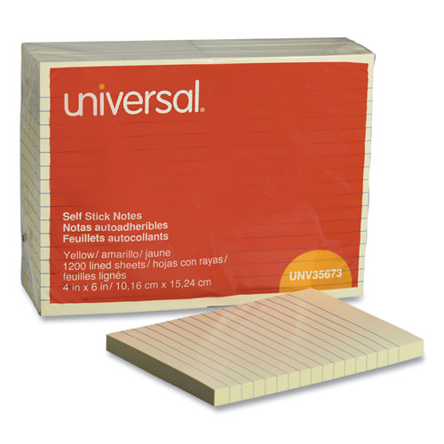 [13608] Nota Adhesiva 4 x 6 Amarillo Rayado Universal 12 Blocks con 100 Hojas