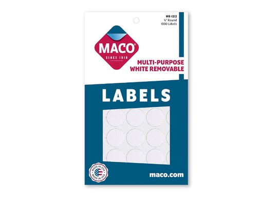[11484] Etiqueta Redonda 3/4" Blanca MMR1212 con 1000 Maco
