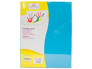 [80154] Papel Bond Tamaño Carta Azul Celeste Eurocolors con 100 Hojas  