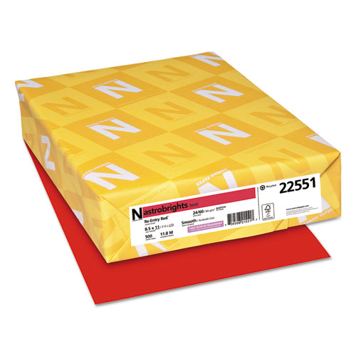 [80100] Papel Bond Tamaño Carta Rojo Re-Entry Astrobright 8.5'' x 11"  89 g/m² 24 lb con 500 Hojas 