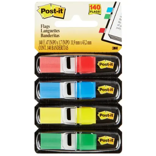 [10829] Banderitas Mini Post-It #683-4AB Adhesivas con 4 Blocks de Colores Neon con 35 por Color