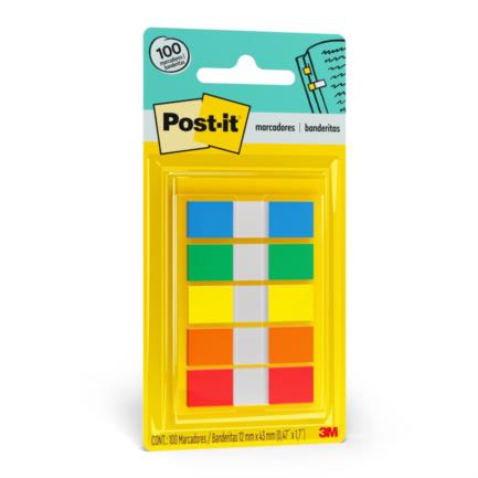 [11751] Banderitas Mini Post-It #683-5CF Adhesivas con 5 Colores de 20 por Color Paquete con 100