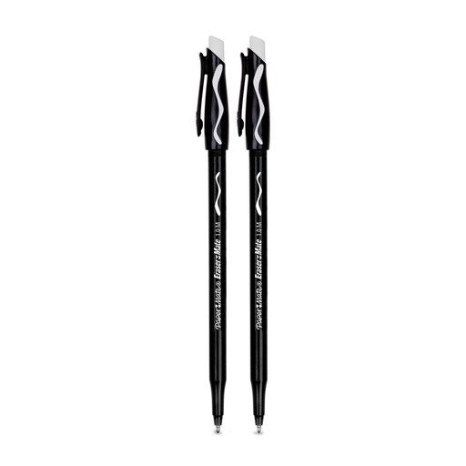 [11692] Pluma Papermate Eraser-Mate Punta Mediana 1.0 mm con Borrador Negro