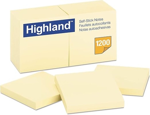 [11745] Nota Adhesiva 3 x 3 Amarillo Acordeon con 100 Hojas Highland con 12