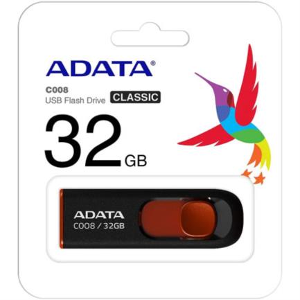 [30775] Memoria USB Adata C008 32 GB Color Negro-Rojo