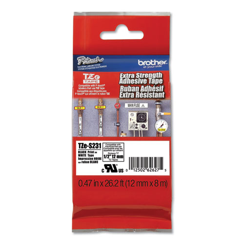 [29186] Cinta Etiquetadora Brother 1/2" Negro/Blanco P-Touch TZES231