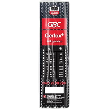 [11325] Aro de Plastico 1/2" 80 Hjs Negro C/25 GBC