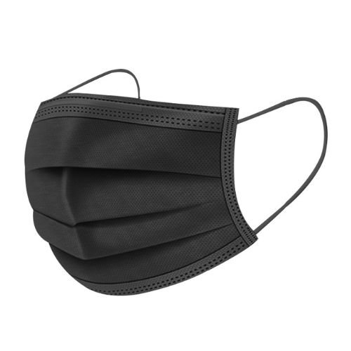 [72517] Cubreboca Polip 3 Capas Plisado Termosellado Negro con 50
